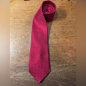 Donald Trump Signature Collection Red Silver Checkered Square Silk Blend Tie